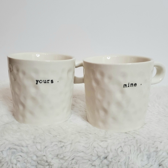 BLOOMINGVILLE Mine & Yours Bubbly Dimple Stoneware Coffee Cup Mugs Set of 2 - Picture 1 of 15